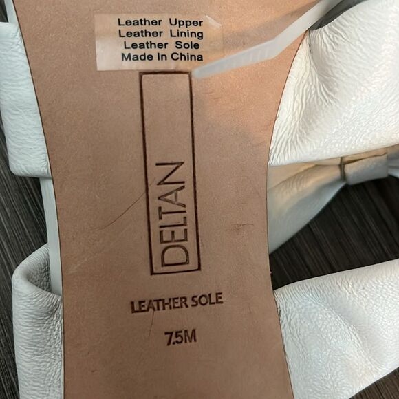 Deltan Charlotte White 3 Strap 3" Heel White Leather Sandals Size 7.5M - Picture 2 of 5
